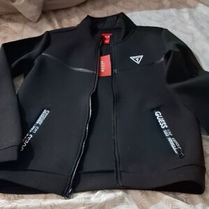 Guess Black Logo Zip-Up Jacket